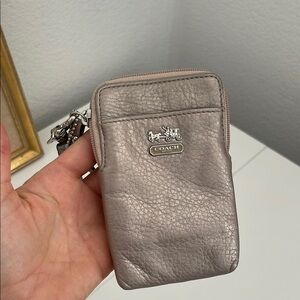 Coach Silver Leather Phone Case